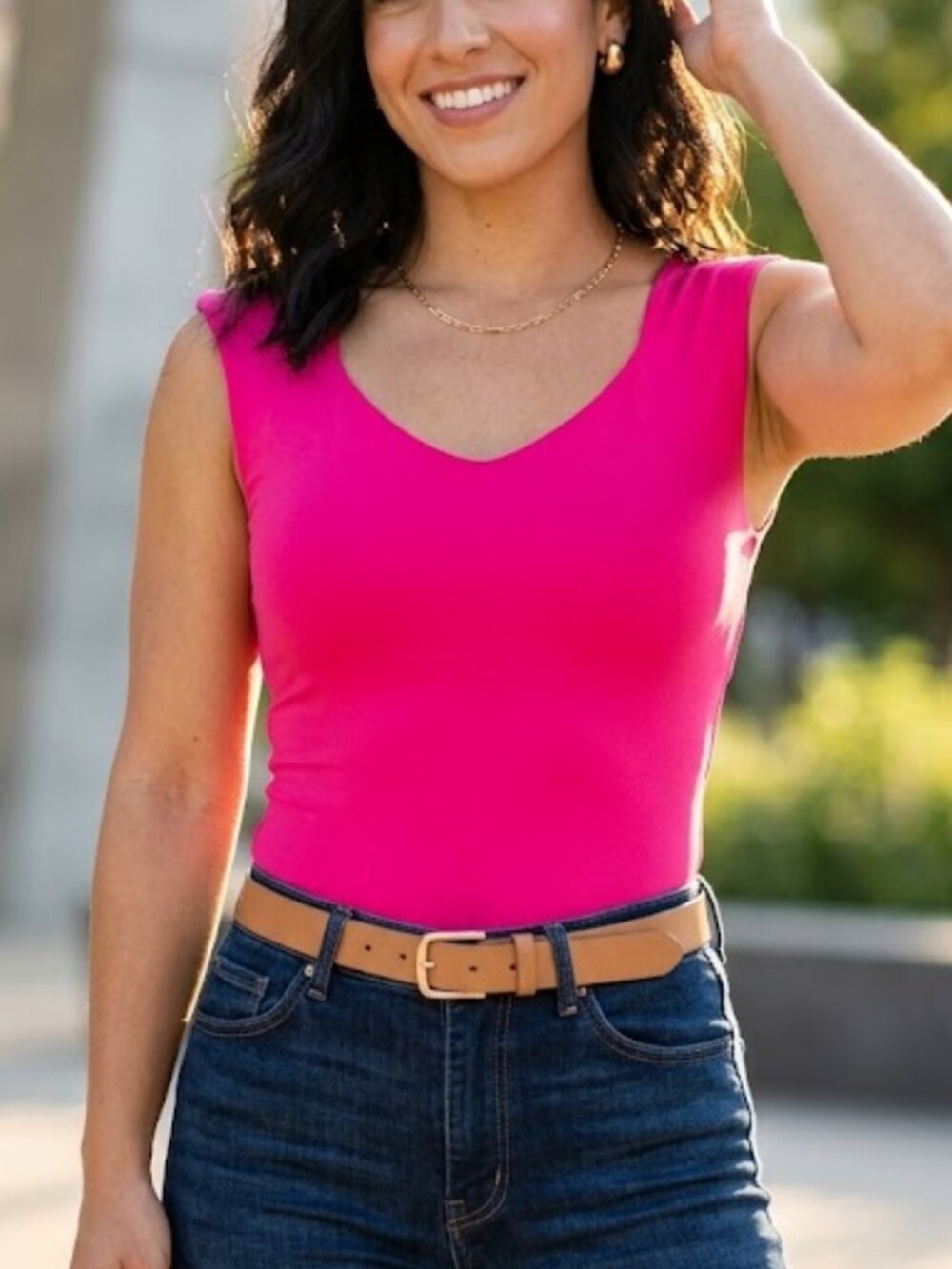REORIA Hot Pink Sweetheart Sleeveless Thong Bodysuit Size Small